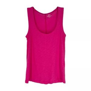 J Crew Slub Knit Shirt Womens Size XXS Bright Pink Cotton Scoop Neck Sleeveless